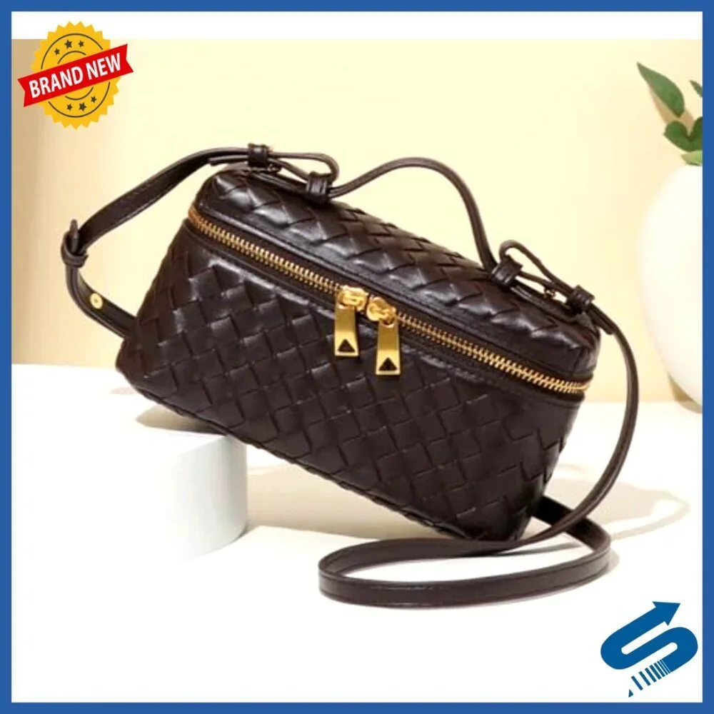 Woven Suede Crossbody Bag Y2K Retro Chic Evening Clutch Shoulder Purse